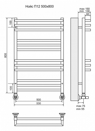 Нойс П12 500х800 Полотенцесушитель  TERMINUS Пермь - фото 3