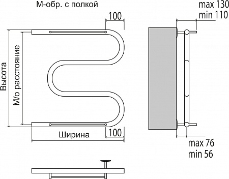 М-обр с/п AISI 32х2 500х400 Полотенцесушитель  TERMINUS Пермь - фото 3