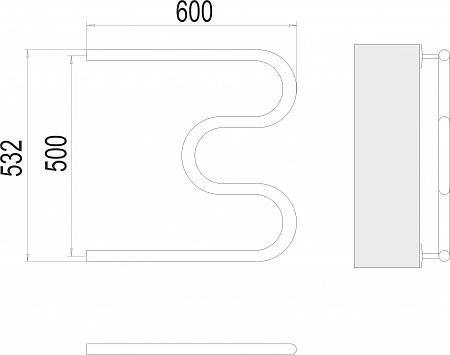 М-обр AISI 32х2 500х600 Полотенцесушитель  TERMINUS Пермь - фото 3