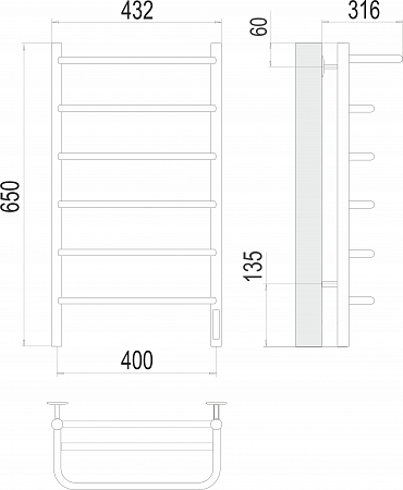 Полка П6 400х650 Электро (quick touch) Полотенцесушитель  TERMINUS Пермь - фото 3