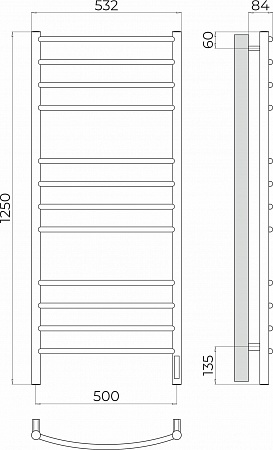 Классик П12 500х1250 Электро (quick touch) Полотенцесушитель TERMINUS Пермь - фото 3
