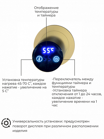 Рондо П2 350х760 электро Полотенцесушитель TERMINUS Брашированное золото Пермь - фото 5