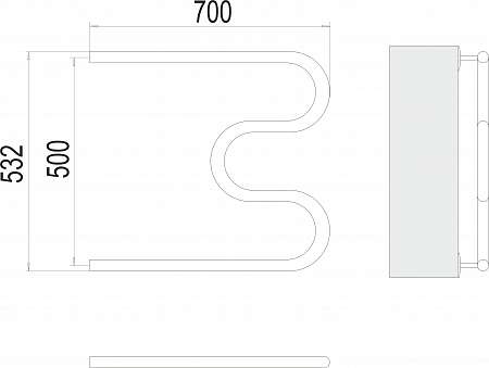 М-обр AISI 32х2 500х700 Полотенцесушитель  TERMINUS Пермь - фото 3
