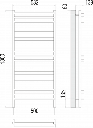 Прато П15 500х1300 электро (sensor quick touch) Полотенцесушитель  TERMINUS Пермь - фото 3