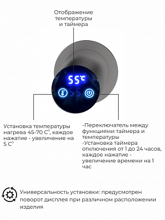 Рондо П2 350х760 электро Полотенцесушитель TERMINUS Оружейная сталь Пермь - фото 5