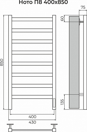 Ното П8 400х850 Электро (quick touch) Полотенцесушитель TERMINUS Пермь - фото 3