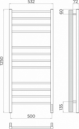 Аврора П12 500х1250 Электро (quick touch) Полотенцесушитель TERMINUS Пермь - фото 3