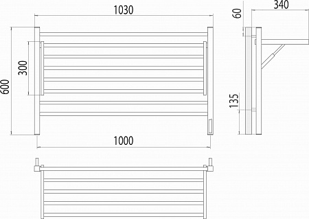 Горизонт П8 1000х600 электро КС ЧЕРНЫЙ МУАР (sensor quick touch) Полотенцесушитель TERMINUS Пермь - фото 5